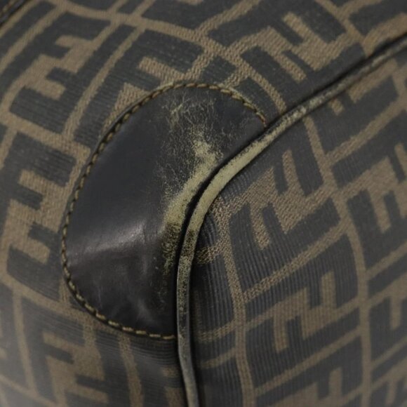 FENDI Zucca Canvas Boston Bag PVC Black Brown Auth 145332 - Picture 5 of 16